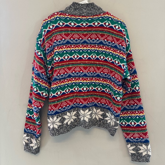 Vintage 80’s/90’s Lizwear Multicolor Fair Island Style Colorful Knit Cardigan S - Picture 6 of 7